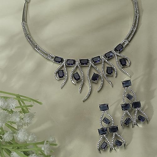 Rhodium-Plated American Diamond Studded Necklace Set